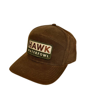 New! - Hawk Waterfowl Hat - Waxed - 7 Panel Hat - Brown
