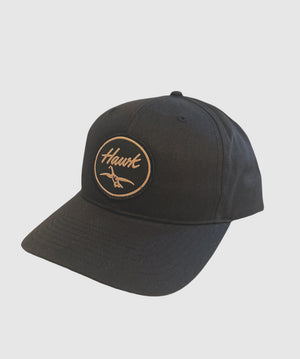 New! Hawk Waterfowl - Logo Patch - Mid Profile Hat Solid Snap Back - Black