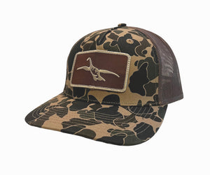 NEW!  Hawk Goose Logo - Old School Camo - Brown Mesh Back Hat with Patch